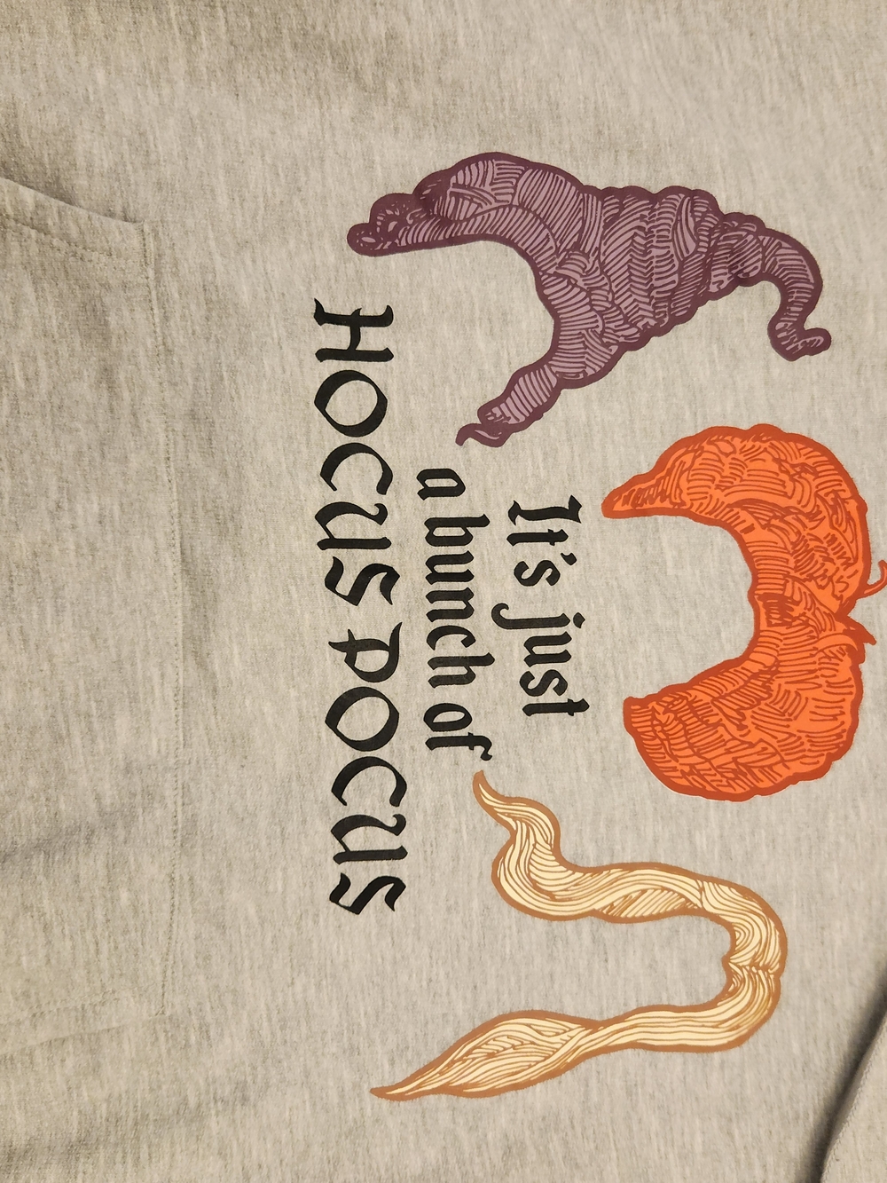 Hocus Pocus Graphic Hoodie - Light Gray with Purple, Orange, Blonde - Picture 2 of 3